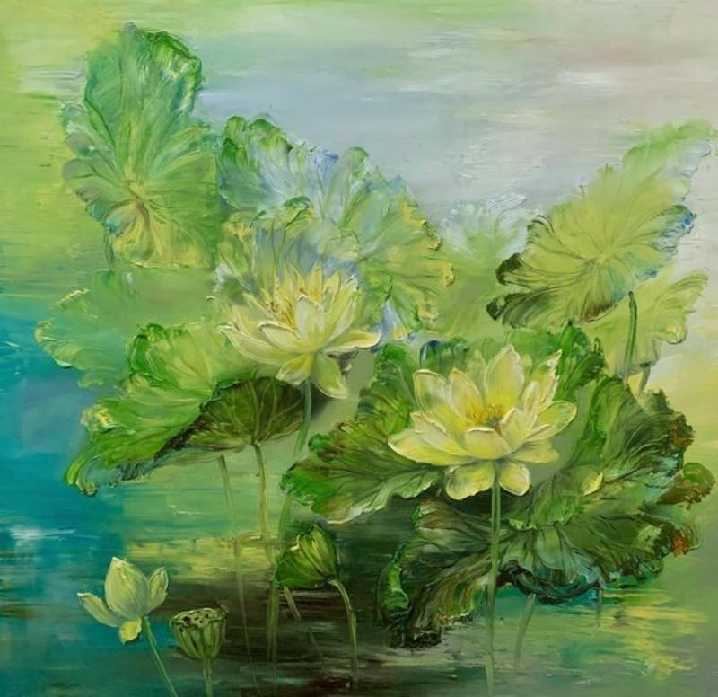 Tranh sơn dầu hoa sen
