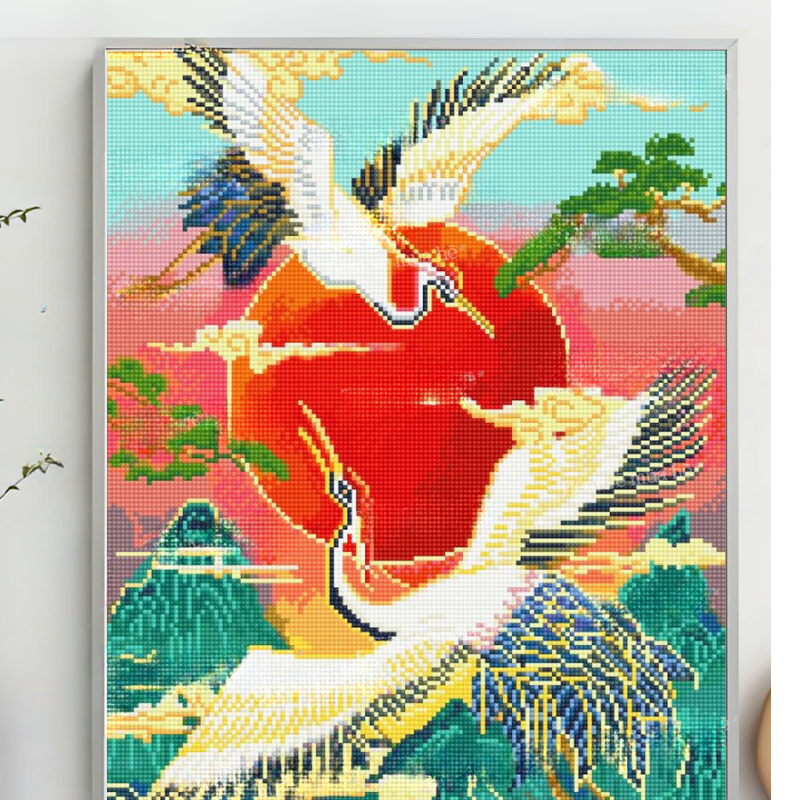 Tranh đính đá đôi Hạc thần tiên