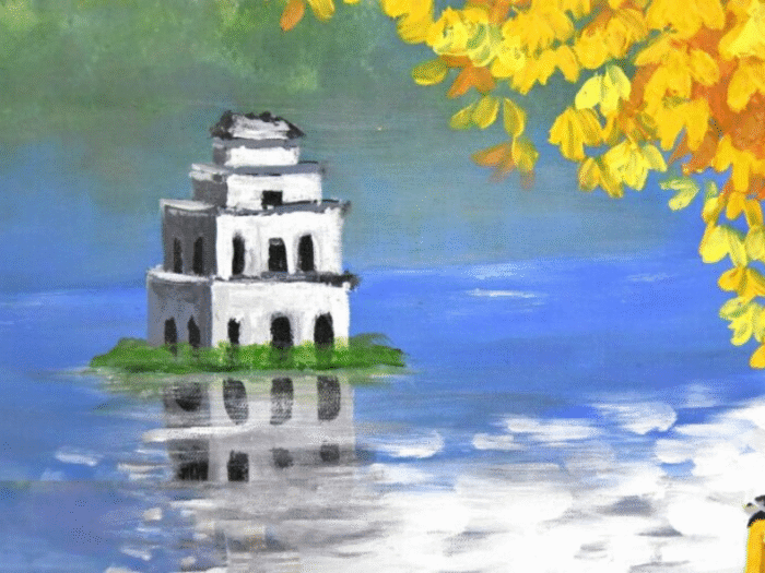 Tranh vẽ hồ Gươm thời hiện đại