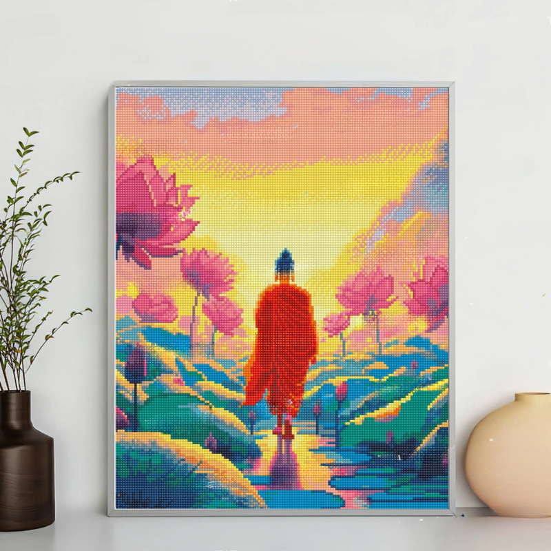  Tranh đính đá tái hiện bước tranh của phật