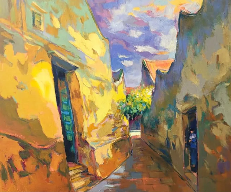 Ngõ nhỏ dẫn vào làng quê san sát