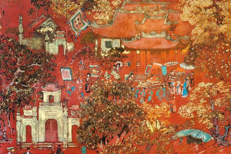 Tác phẩm Vườn xuân Trung Nam Bắc của họa sĩ Nguyễn Gia Trí