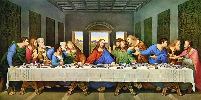 Bức tranh tường "Bữa tối cuối cùng" của Leonardo da Vinci, thể hiện cảm xúc của các môn đồ khi Chúa Jesus tuyên bố có kẻ phản bội