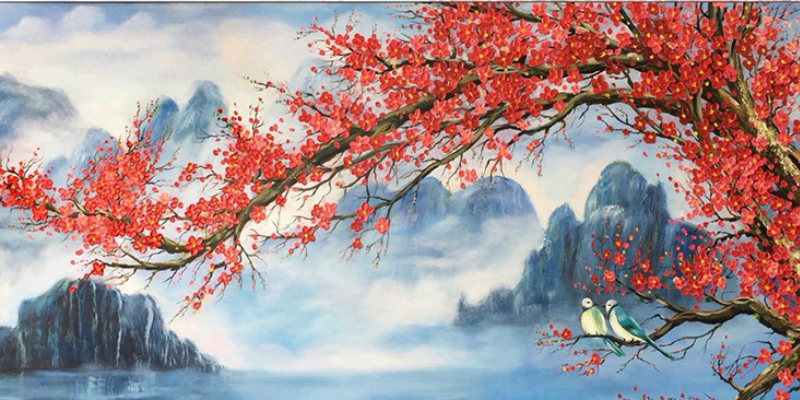 Tranh sơn dầu cổ điển thế đào uốn lượn
