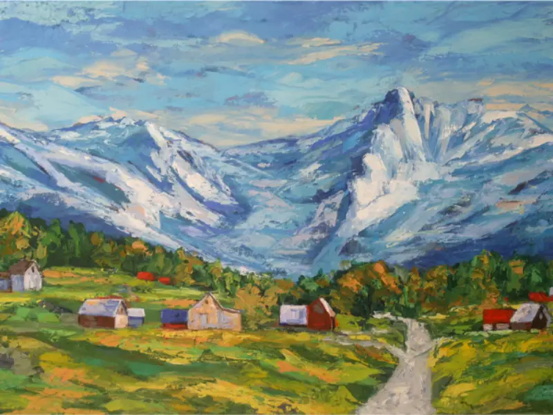 Thung lũng bình yên với núi tuyết và những mái nhà nhỏ