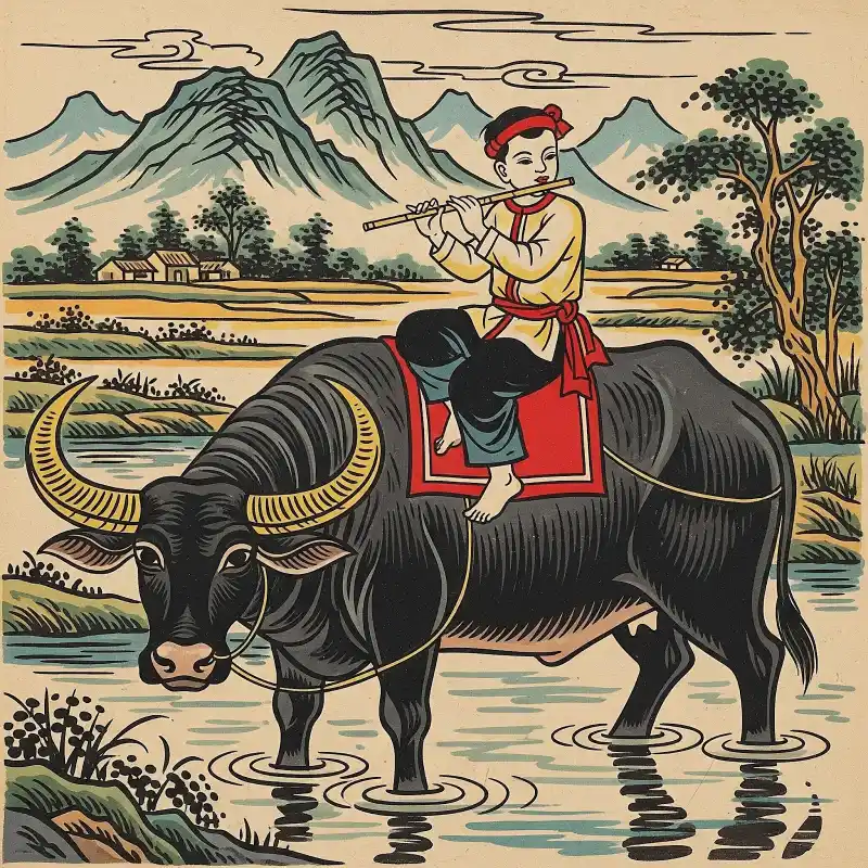 Tranh Đông Hồ Chăn Trâu Thổi Sáo 16