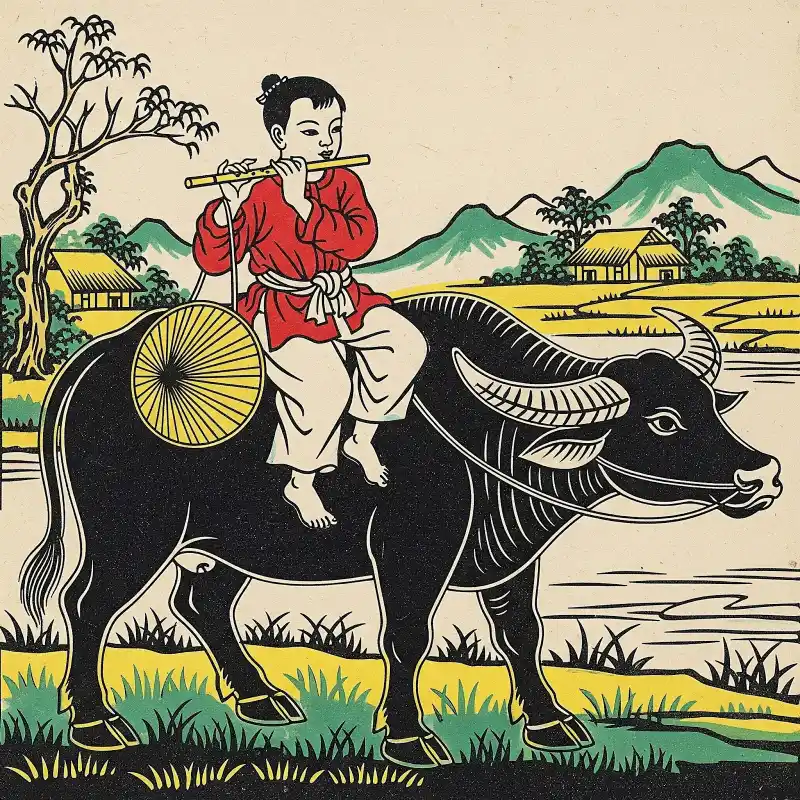 Tranh Đông Hồ Chăn Trâu Thổi Sáo 17