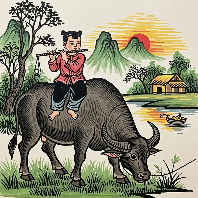 Tranh Đông Hồ Chăn Trâu Thổi Sáo 18