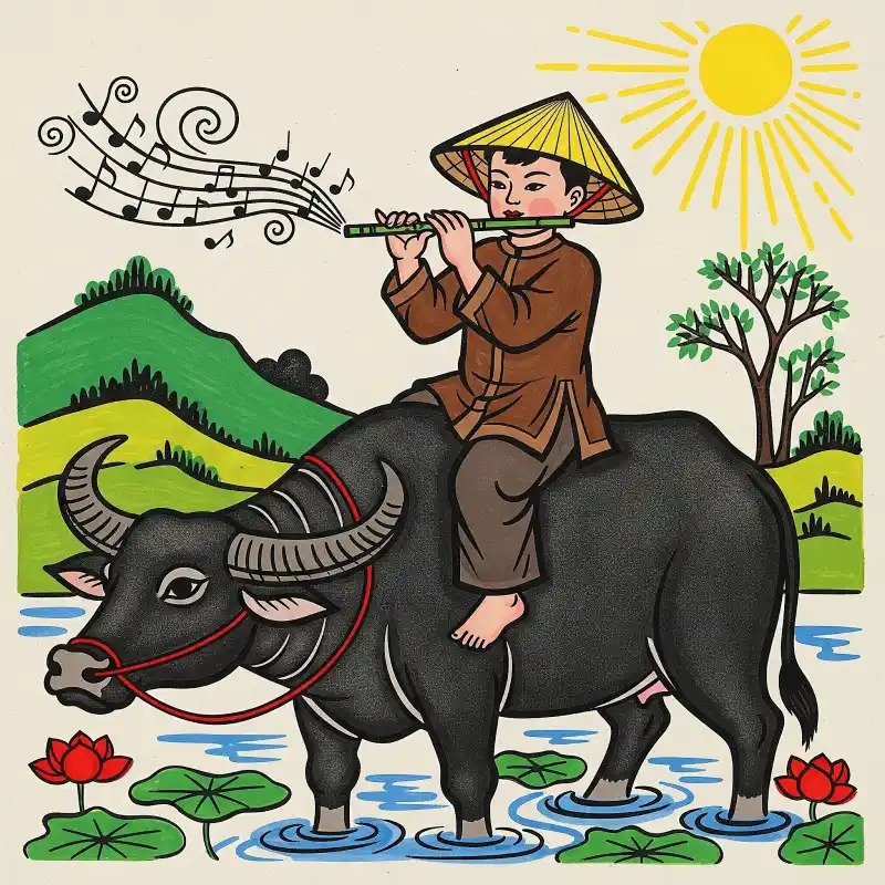 Tranh Đông Hồ Chăn Trâu Thổi Sáo 5
