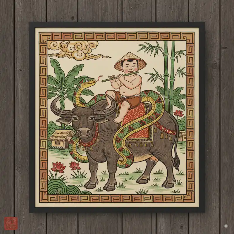 Tranh Đông Hồ Chăn Trâu Thổi Sáo 6