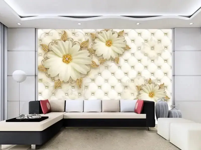 Tranh dán tường hoa trắng 3D tĩnh vật