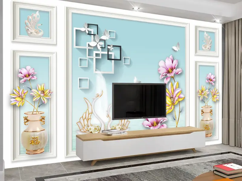 Tranh dán tường phòng khách tân cổ điển