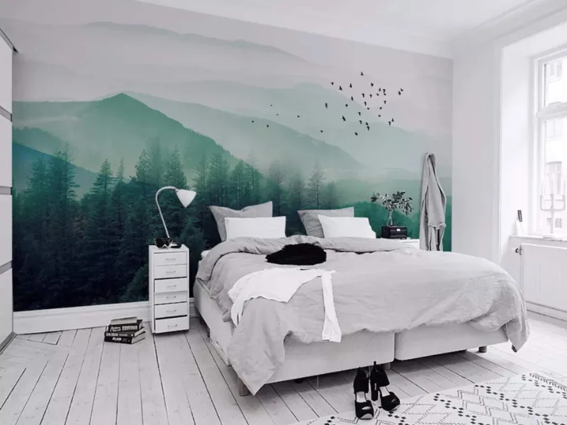 Tranh dán tường phòng ngủ 3D tạo chiều sâu