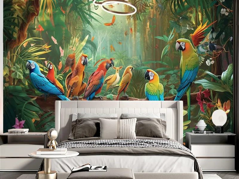 Tranh dán tường phòng ngủ phong cách Tropical