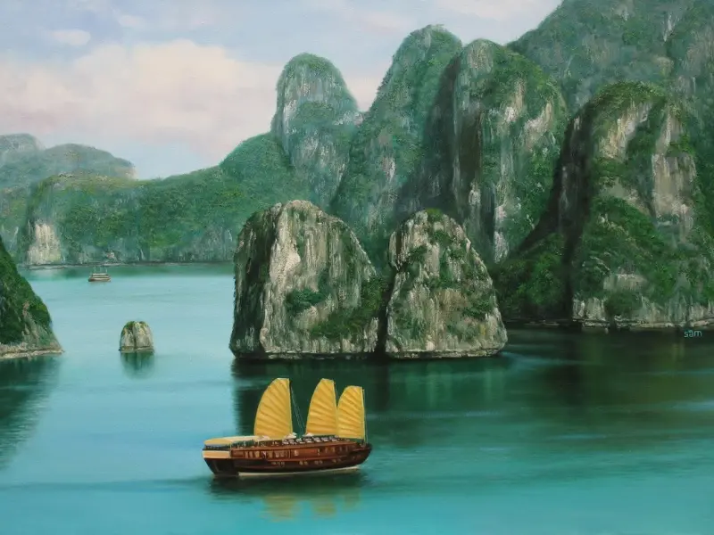 Tranh danh lam thắng cảnh Vịnh Hạ Long