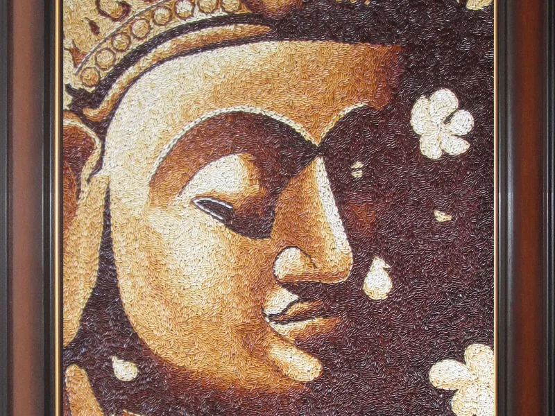 Tranh gạo chân dung Phật A Di Đà