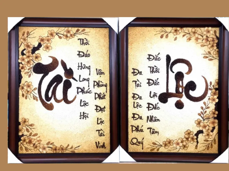 Tranh gạo thư pháp Tài Lộc