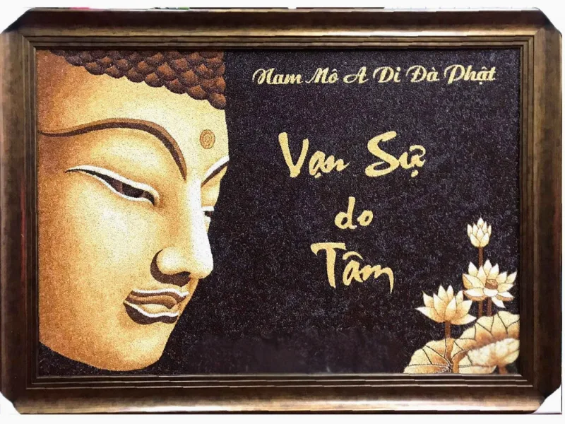 Tranh gạo thư pháp “Vạn Sự Do Tâm”