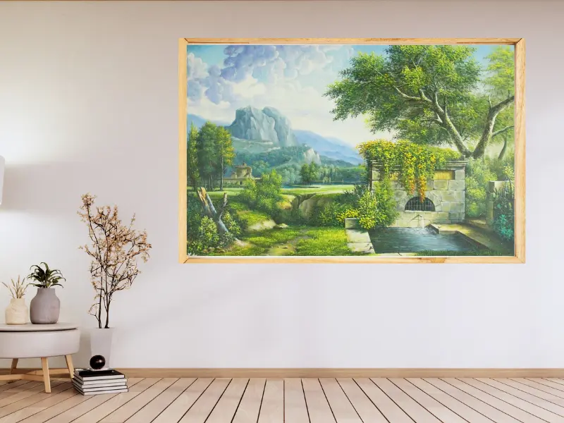 120+ Mẫu tranh phong cảnh nước ngoài hiện đại, tinh tế 16 Tranh sơn đầu phong cảnh nước ngoài châu âu núi non, hồ nước và thác nước mùa thu lãng mạn