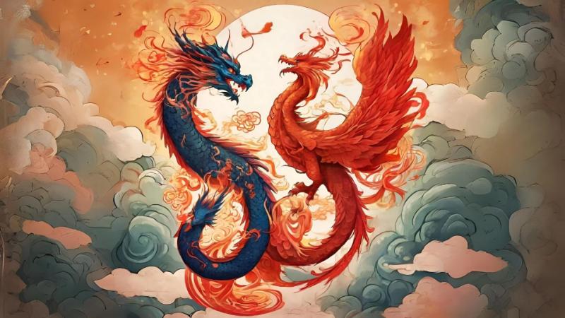 Bức tranh rồng phượng lấy cảm hứng từ thuyết Ngũ Hành