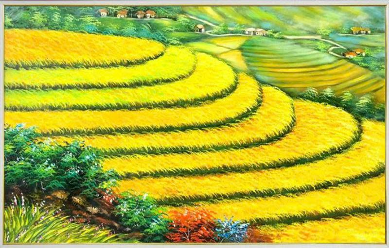  Bức tranh tái hiện khung cảnh vùng cao trên ruộng bậc thang