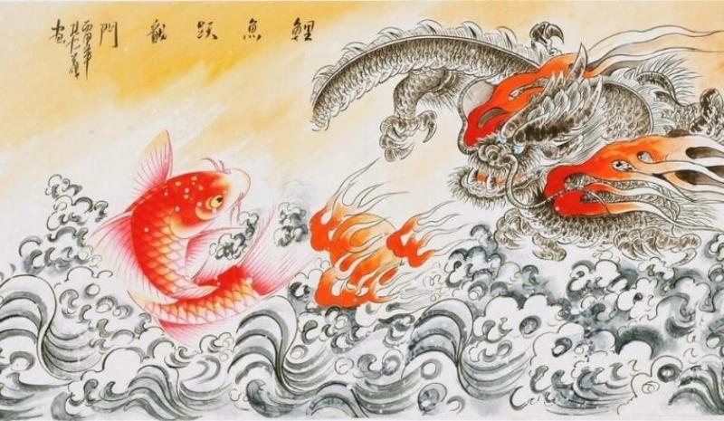 Tranh cá chép hóa rồng