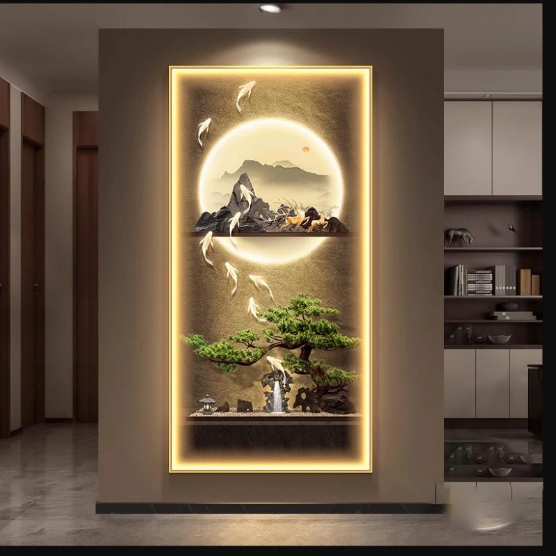 Tranh điện treo tường núi non, tùng trúc