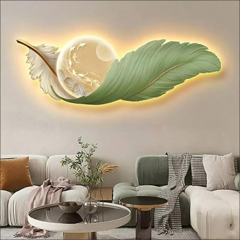 Tranh điện treo tường đèn LED lông vũ