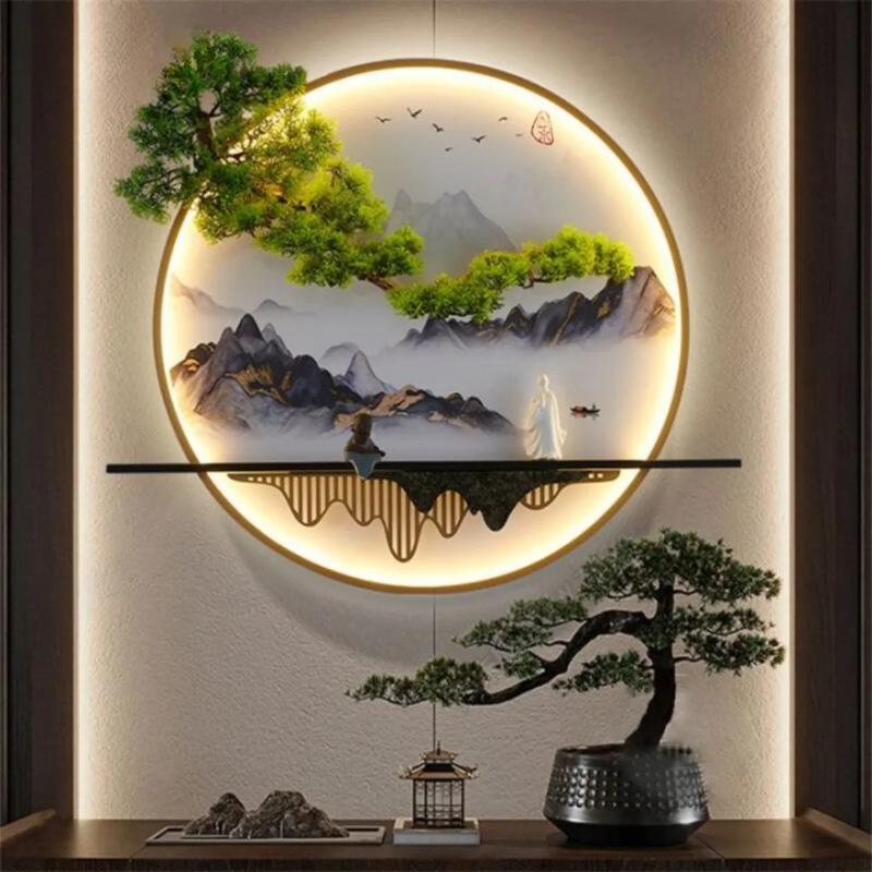 Tranh điện treo tường hình tròn phong cảnh