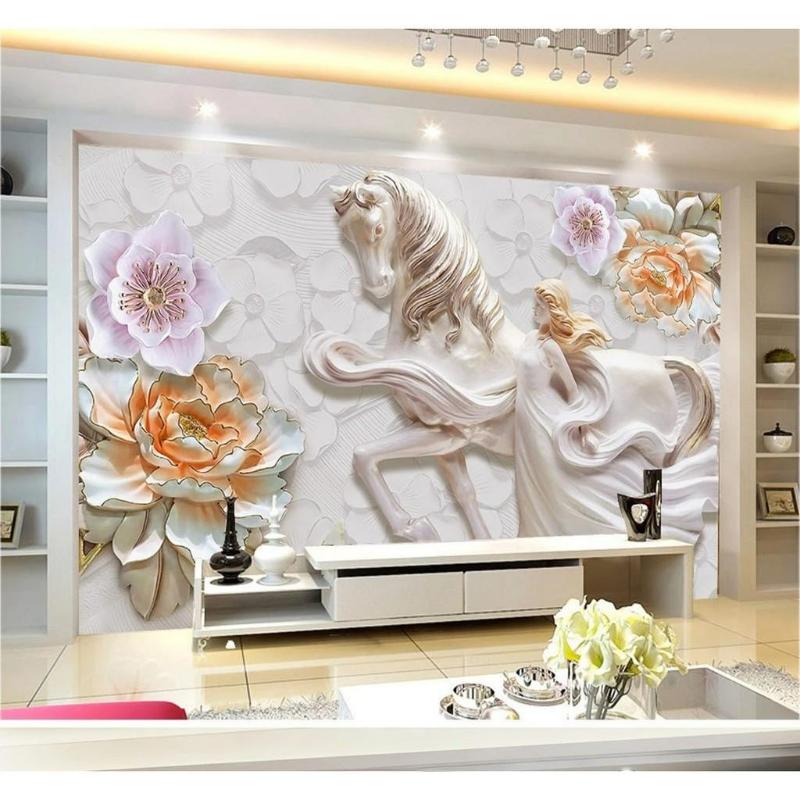 Tranh ngựa và hoa 3D điểm nhấn sang trọng cho không gian hiện đại