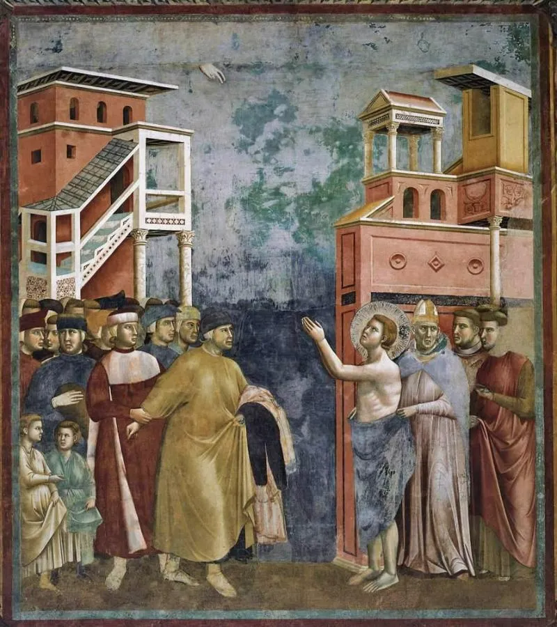 Một trong những bức bích họa của Giotto di Bondone, người tiên phong cho phong cách hội họa Phục Hưng bằng cách thử nghiệm bố cục ba chiều và biểu cảm khuôn mặt