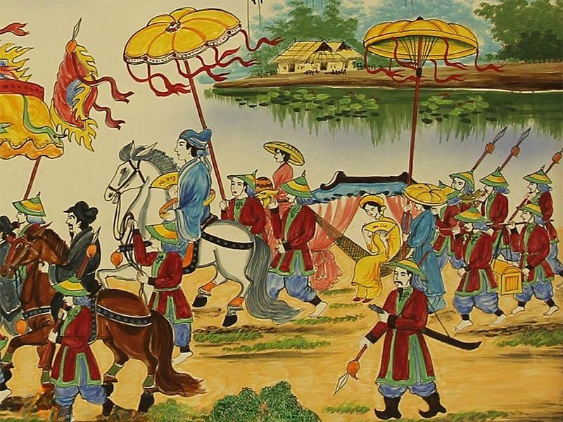 Một mẫu tranh dân gian mô tả đoàn rước trạng nguyên về làng