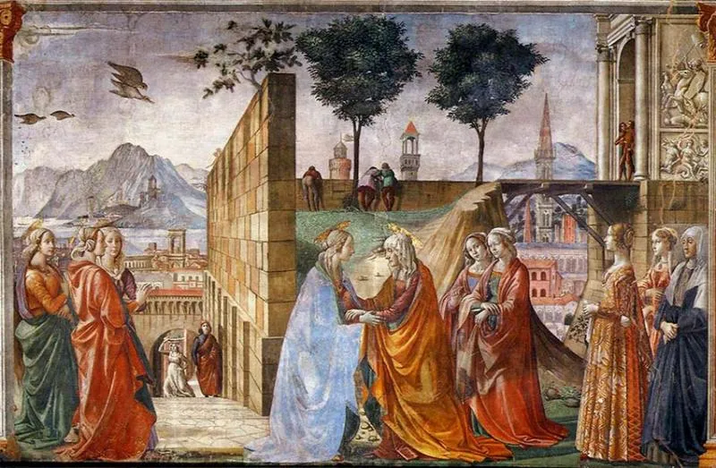 Bức tranh "Lễ viếng" của Domenico Ghirlandaio đặt con người làm trung tâm của tác phẩm