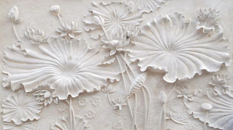 Top 99+ Mẫu Tranh Phù Điêu xi măng đắp nổi cho phòng khách 8 Tranh Phù Điêu Hoa Sen thanh khiết, dịu dàng, hợp không gian tĩnh như phòng ngủ, phòng thiền