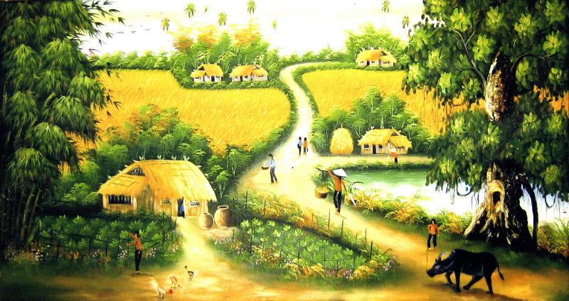 Tranh 3D phòng khách phong cảnh thiên nhiên