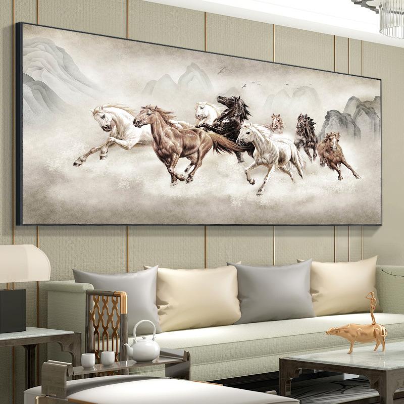 Mẫu tranh bát mã chất liệu Canvas
