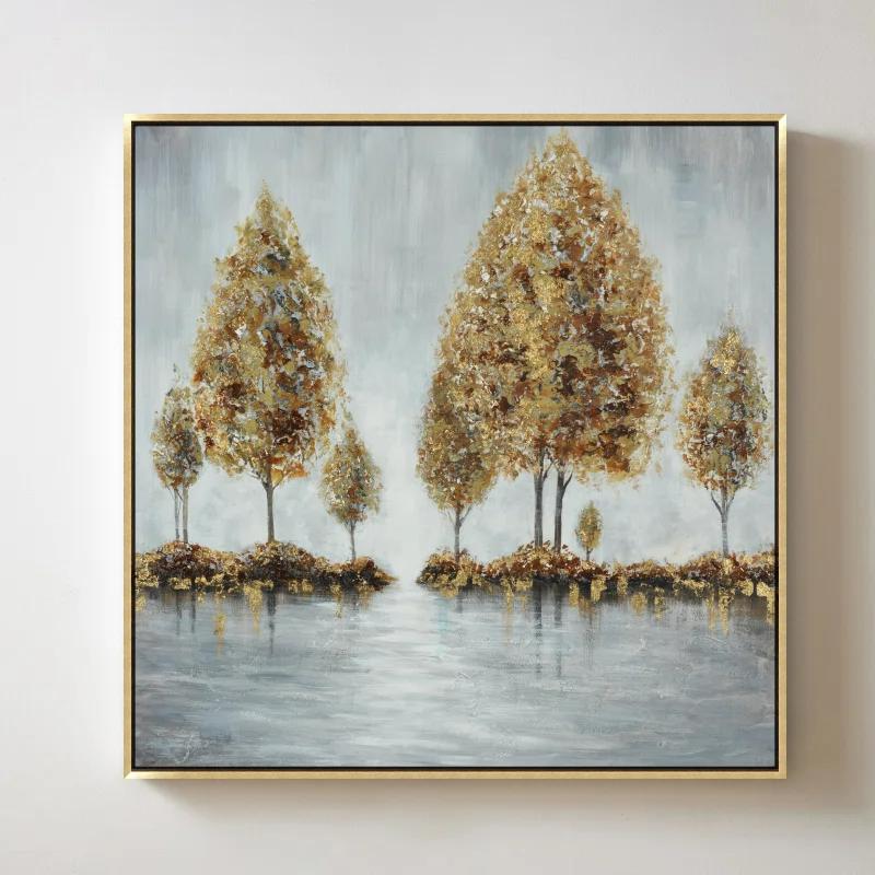 Tranh phong cảnh là gì? Ý nghĩa và các loại tranh phổ biến 4 Tranh phong cảnh canvas với hình ảnh cây xanh và mặt hồ phẳng lặng