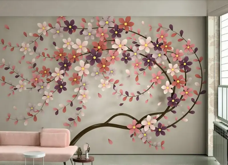 Tranh 5D tông đỏ hợp hướng Nam xanh dương hợp hướng Bắc