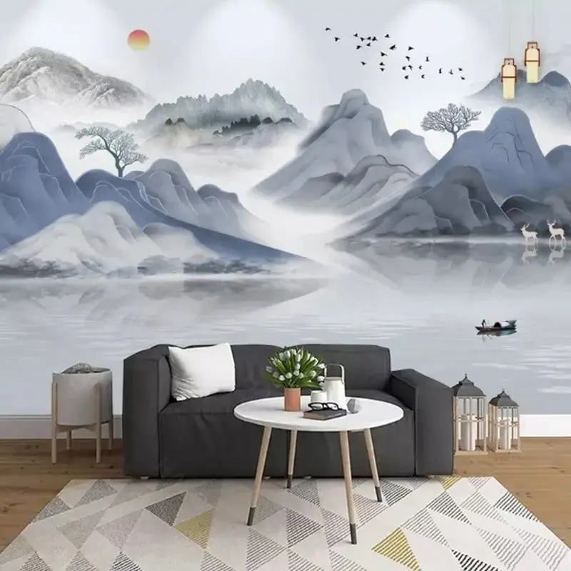 Tranh 5D nên phối màu hài hòa với sofa sàn gỗ trần nhà