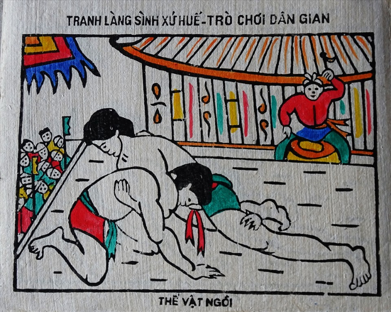 Tranh trò chơi dân gian đấu vật