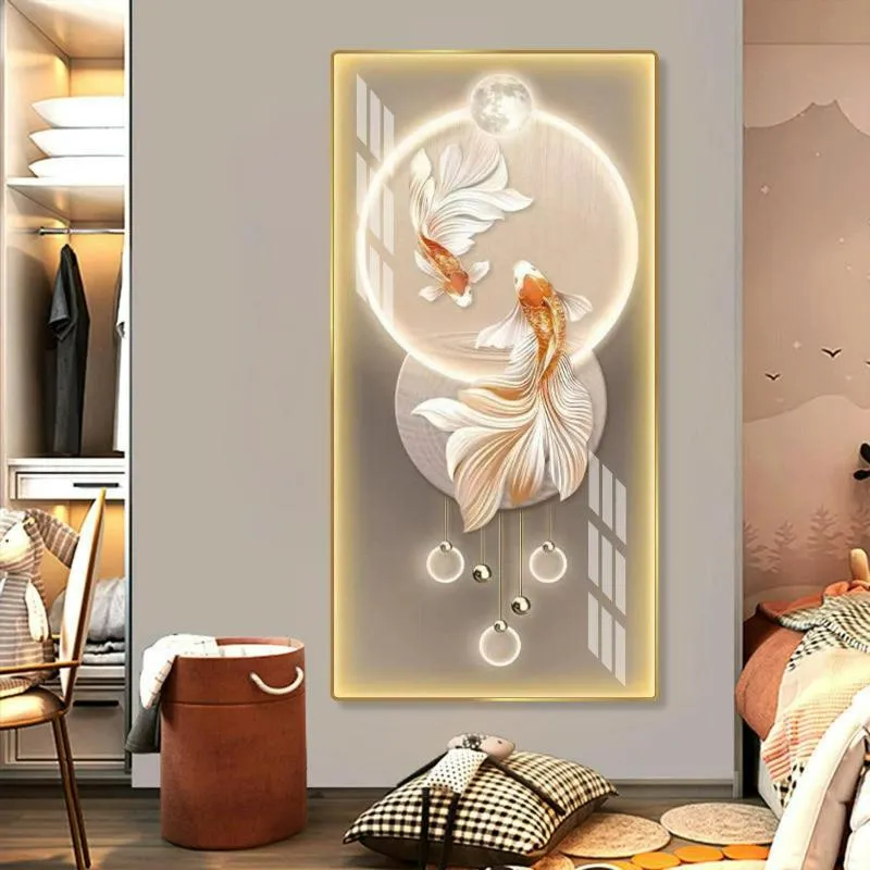 Tranh điện treo tường đôi cá là một điểm nhấn nghệ thuật hiện đại trong không gian sống gia đình