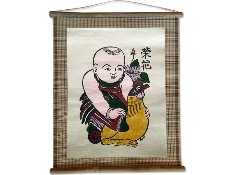 Tranh đông hồ em bé ôm gà ý nghĩa trong dân gian