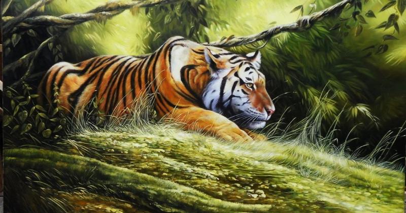 Tranh hổ hiện đại có sự đa dạng về chất liệu và phong cách