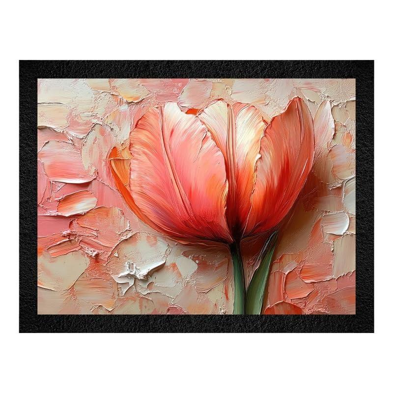 Tranh hoa tulip hồng với hiệu ứng vết sơn độc đáo