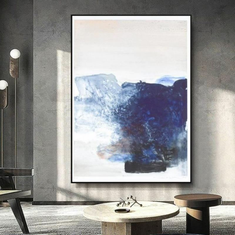Tranh canvas màu sắc xanh chủ đạo