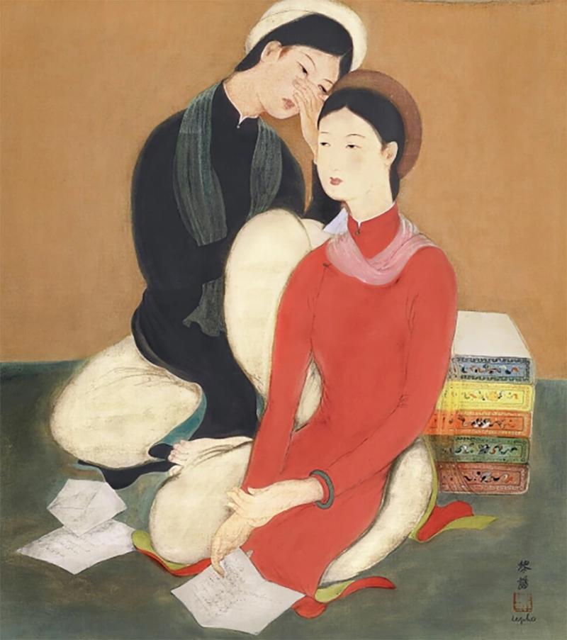 Tranh Indochine chân dung thiếu nữ