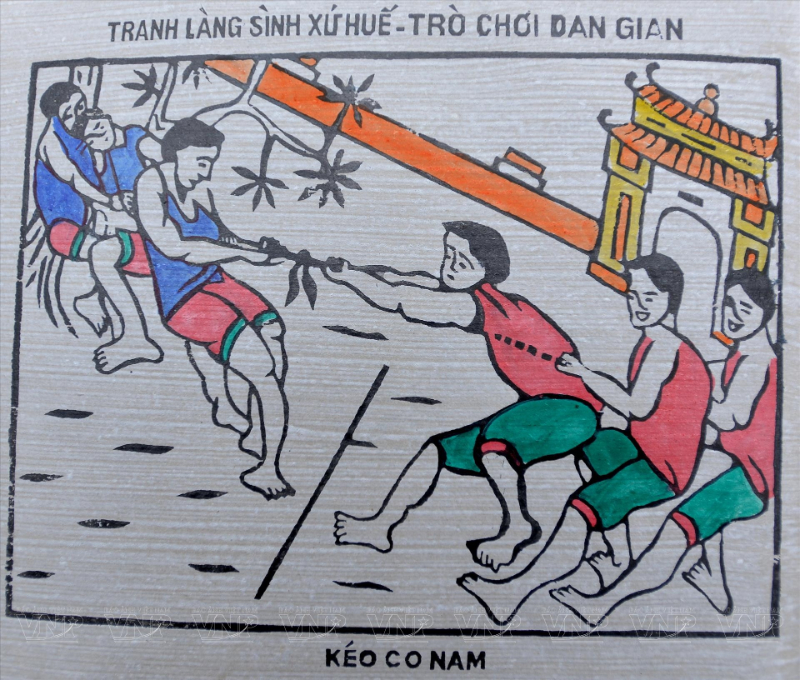 Tranh làng sình kéo co ngày hội