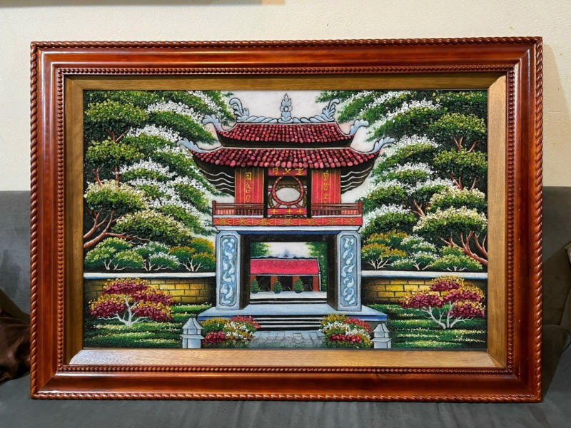 Tranh Khuê Văn Các bằng đá quý sống động, uy nghi