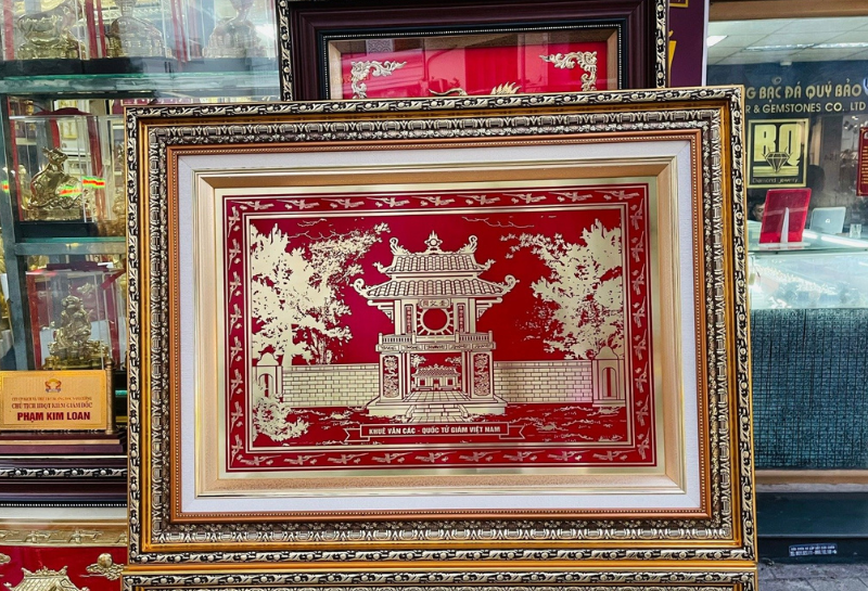 Tranh Khuê Văn Các mạ vàng khung gỗ
