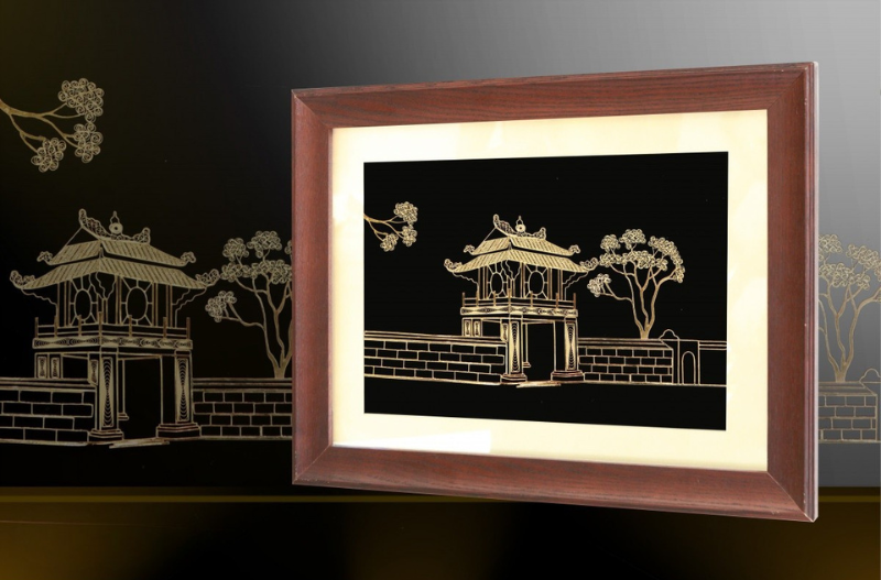 Tranh Khuê Văn Các bằng mạ vàng tinh xảo, tỉ mỉ